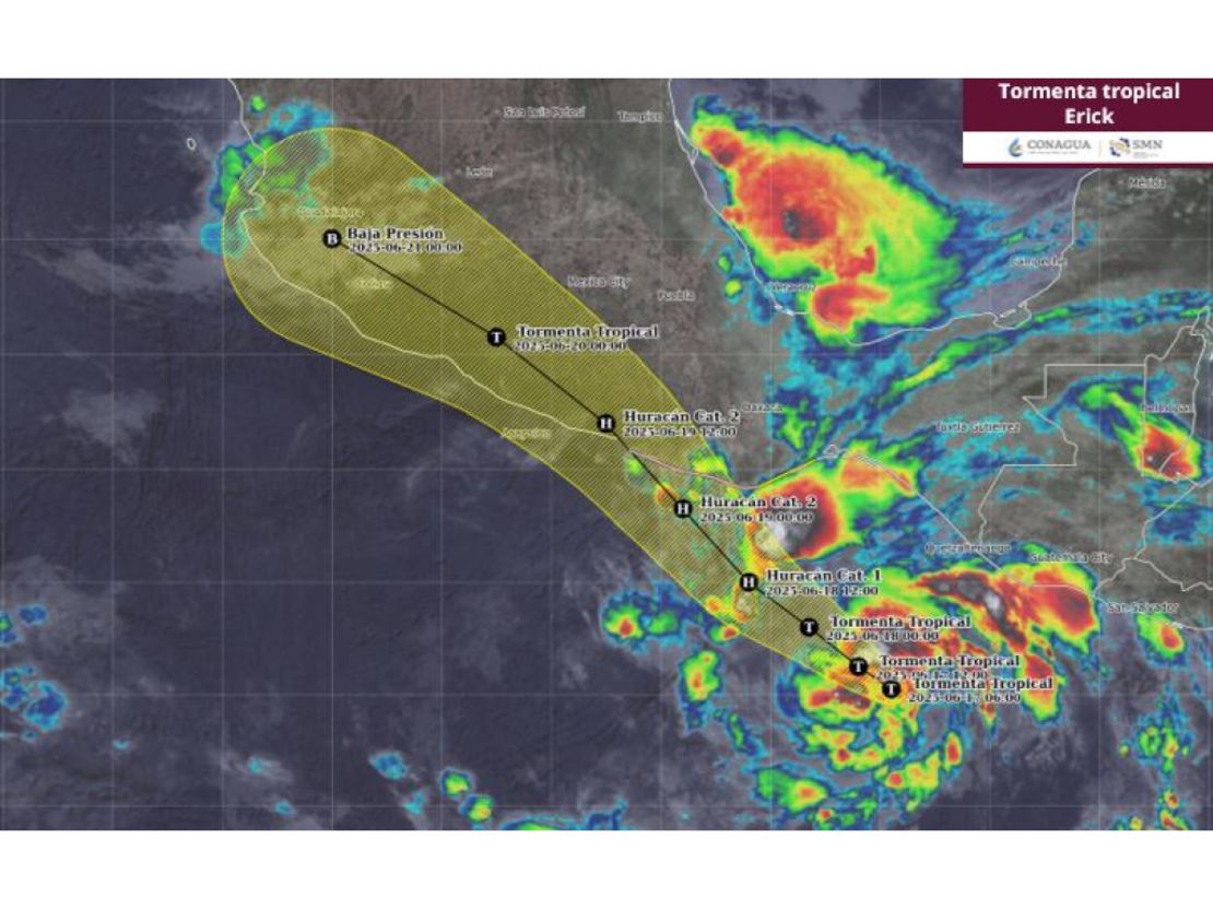 Gobierno activa planes de emergencia ante llegada del huracán "Erick" a México