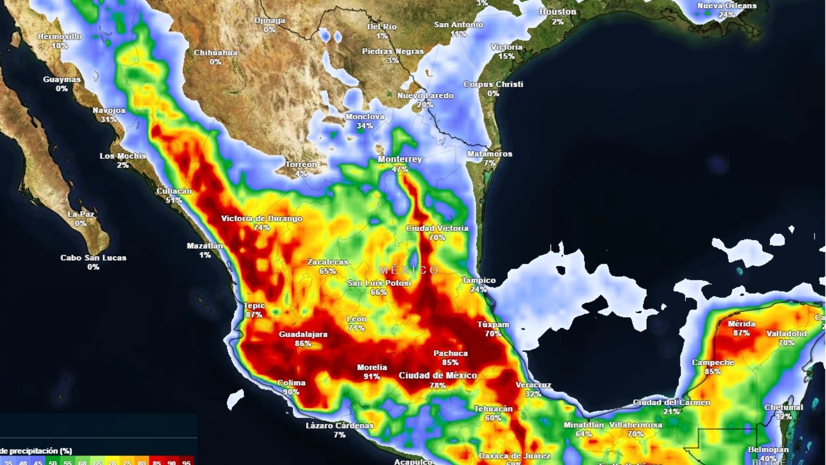 Ciclones y frente frío traerán lluvias intensas a gran parte de México
